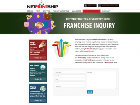 Netprintship Website Franchise Inquiry Page
