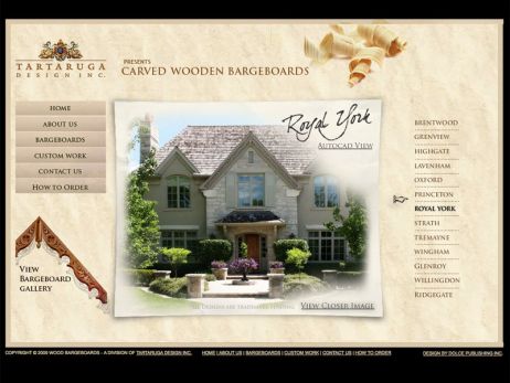 Web design Toronto — Tartaruga Designs\' Carved Wooden Bargeboards website.