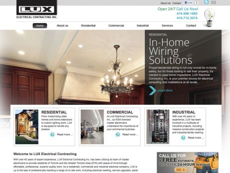 Web design & development for LUX Electrical Contracting Inc. - Home Page