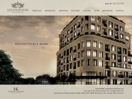Web design & development for 133 Hazelton Residences Home Page