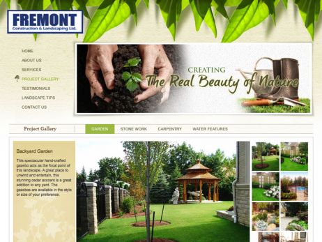 Web design Toronto — Fremont Construction & Landscaping Ltd. website.