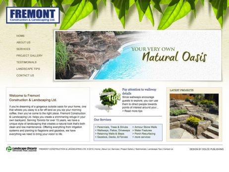 Web design Vaughan — Fremont Construction & Landscaping Ltd. website.