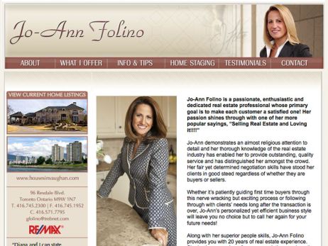 Web design Toronto —  Jo-Ann Folino website