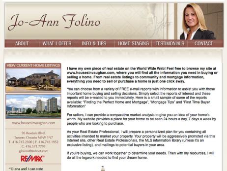 Web design Toronto —  Jo-Ann Folino website