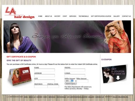 Web design Toronto — L.A. Hair Design website.