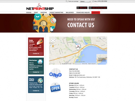 Netprintship Website Contact Us Page