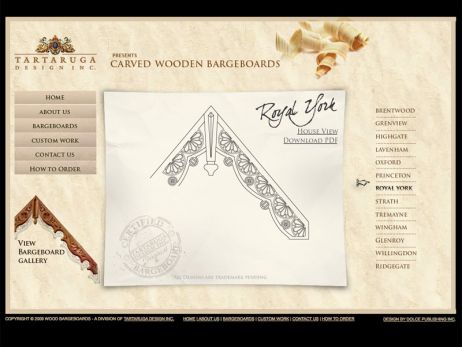 Web design Toronto — Tartaruga Designs\' Carved Wooden Bargeboards website.